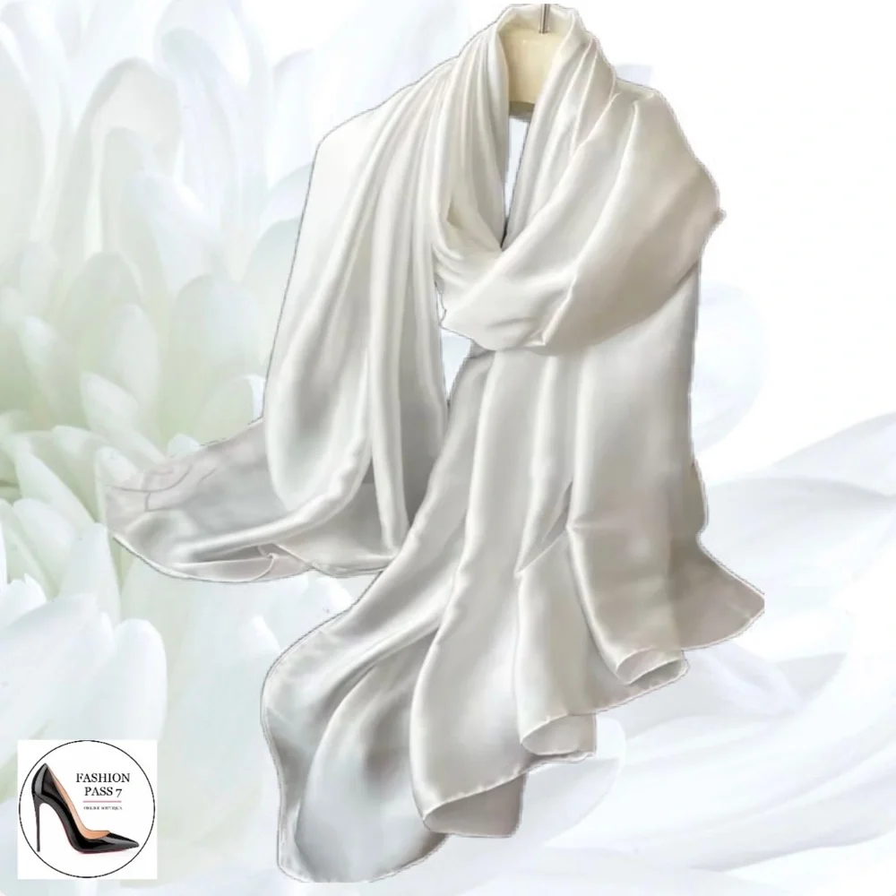 Luxury silk scarf white 100%